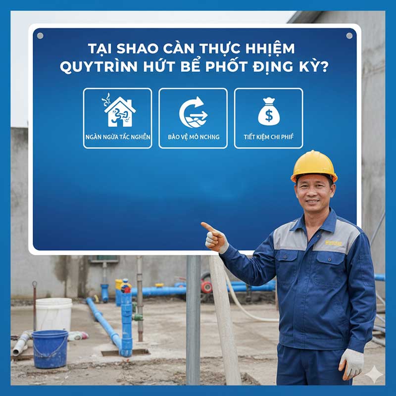 Tại sao cần thực hiện quy trình hút bể phốt định kỳ