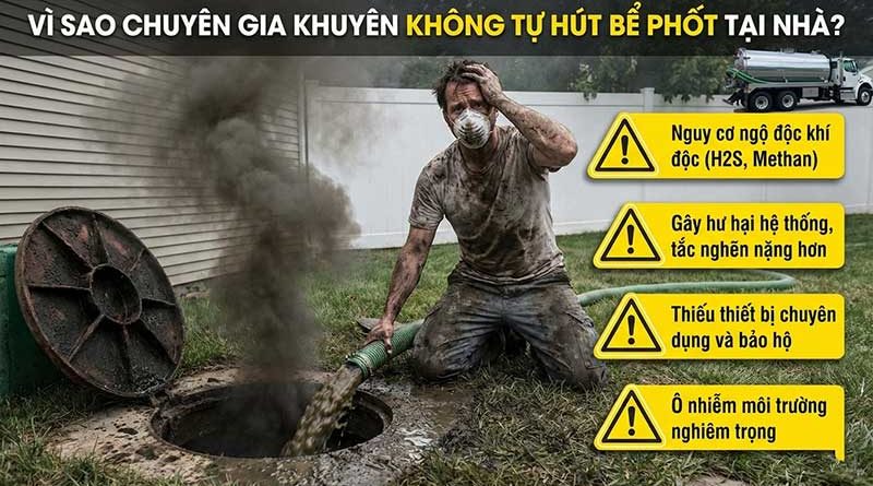 Vì sao chuyên gia khuyên không tự hút bể phốt tại nhà?